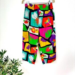 VINTAGE Barefoot in Paradise Wide Leg Cropped  Hawaiian Pants Size L
